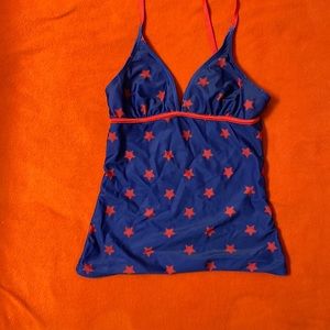 Tankini top only. Blue with red stars size medium.